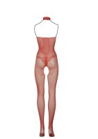Fishnet and Lace Bodystocking Red Onesize - Queensize