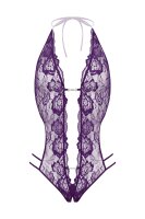Christine Lace open crotch body Renee- purple S/M - L/XL