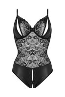 Christine Open crotch Wetlook-body Vesper - black S/M - XXL