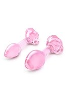 B-Vibe Pink Roses Glass Butt Plug Training Set 3,95 cm