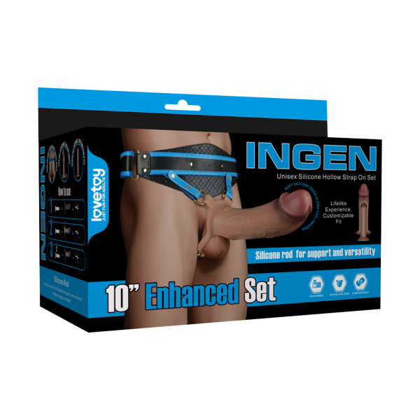 LoveToy Ingen Strap-On with Hollow Dildo Beige 25.5 cm &Oslash; 6.7 cm Waist 101.5 cm