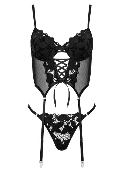 KOTEK Corset And Thong CO103 Black L/XL