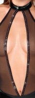 Noir Wetlook Body with Cut-Out and Glitter Black S