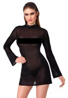 Noir Transparent Mini Dress with Glitter Black L