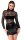 Noir Wetlook Mini Dress with Lace Black M