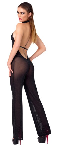 Noir Transparent Overall with Glitter Black L
