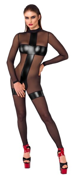 Noir Transparent Overall with Open Crotch Black M