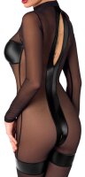 Noir Transparent Overall with Open Crotch Black L