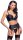 Cottelli Collection 3-Piece Set with Corsage, Thong and Suspender Belt Black L