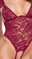Cottelli Collection Body aus Spitze mit offenem Schritt Rot XL