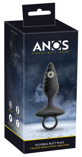ANOS Flexible Anal Plug with Vibration Black &Oslash; 3.4 cm