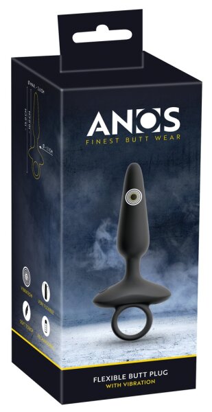 ANOS Flexible Anal Plug with Vibration Black &Oslash; 2.6 cm