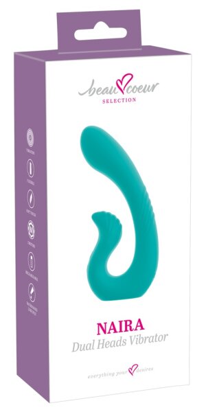 beau coeur Naira Flexibler Doppelvibrator T&uuml;rkis 17,5 cm