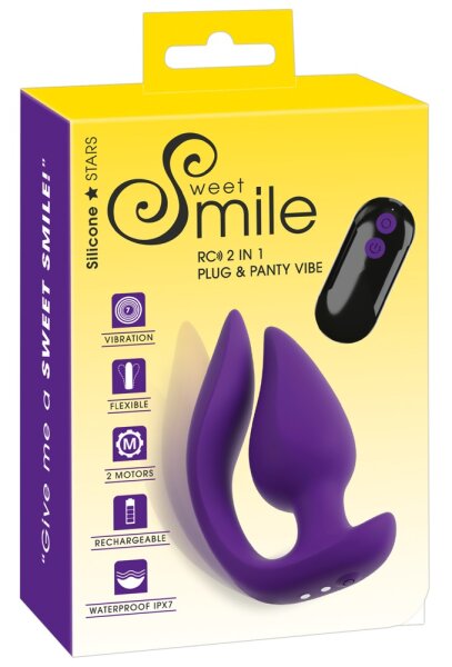 You2Toys Smile RC 2in1 Plug & Panty Vibrator Purple 11 cm &Oslash; 3.5 cm