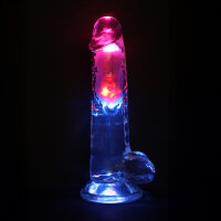 RealRock Vibrierender Dildo mit LED Transparent 20 cm &Oslash; 4,5 cm