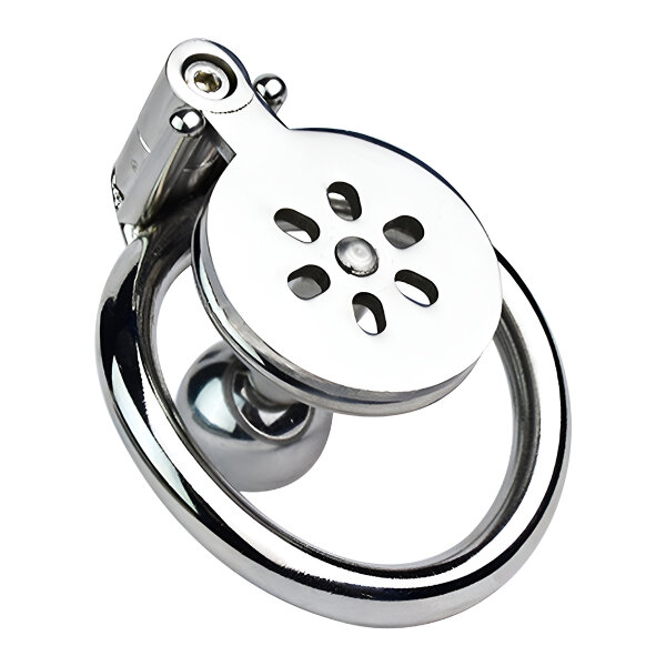 Kiotos Steel Chastity Device with Large Ball Plug Silver 6 cm &Oslash; 4.5 cm
