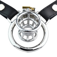 Kiotos Steel Chastity Device with Cone and Belt Silver 3.2 cm &Oslash; 4.5 cm