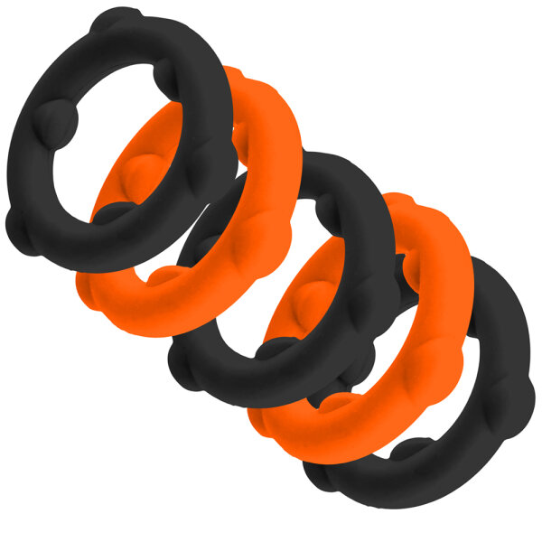 Oxballs SPINNER Penisringe 5er-Pack Orange/Schwarz