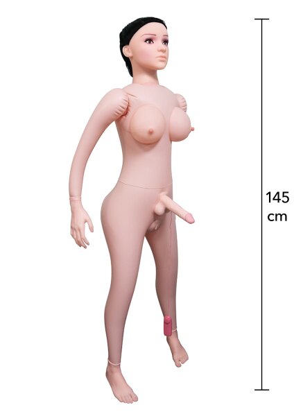 Hidden Desire Fuck Dolls Shemale Taylor Aufblasbare Puppe mit Vibration Beige 145 cm
