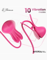 INTOYOU Tickly Nipple Clamps with Necklace (with App Control) - Pink
