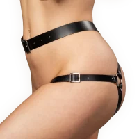 Rimba Leather Harness with Hand Cuffs Black One Size