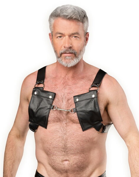 Rimba Brustharness aus Leder mit Taschen Schwarz One Size