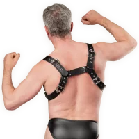 Rimba Brustharness aus Leder mit Taschen Schwarz One Size