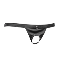 Rimba Open Leather Briefs for Men Black One Size