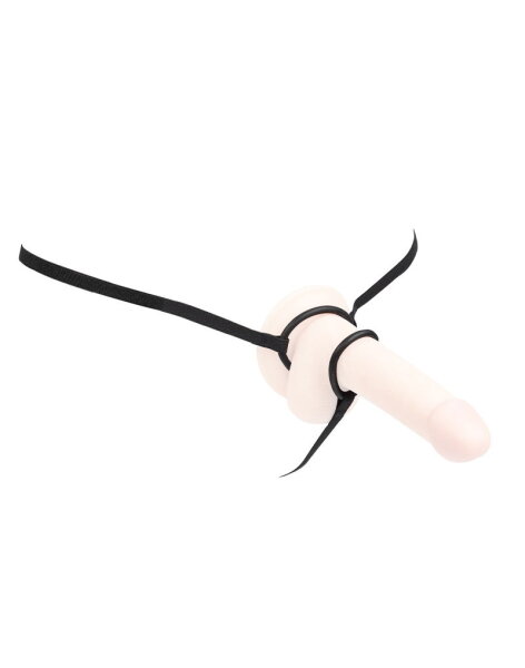 Rimba Leather G-String with Cock Rings Black One Size