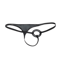 Rimba Leather G-String with Cock Rings Black One Size