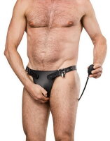 Rimba Keuschheitsg&uuml;rtel aus Leder mit aufblasbarem Analplug Schwarz