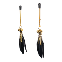 Rimba Nipple Clamps with Feathers Gold Black