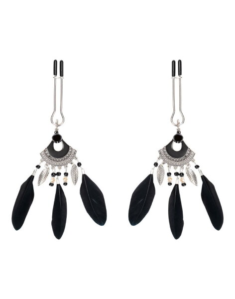 Rimba Nippelklemmen mit Federn Mehrfarbig