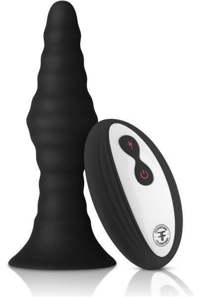 Forto Gerippter Vibrationsplug mit Fernbedienung Small Schwarz