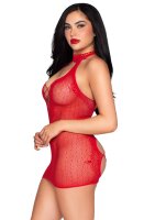Leg Avenue Dotted Halter Mini Dress Red One Size
