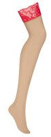 Obsessive Matildea Strapsstr&uuml;mpfe Nude-Rot L/XL