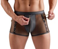 Svenjoyment Netz-Pants mit Wetlook und Ketten Schwarz M