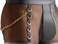 Svenjoyment Netz-Pants mit Wetlook und Ketten Schwarz M