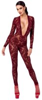 Noir Kink Royal Sheer Long Sleeve Jumpsuit Burgundy XL