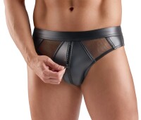 Svenjoyment Wetlook Briefs with Mesh Inserts Black L