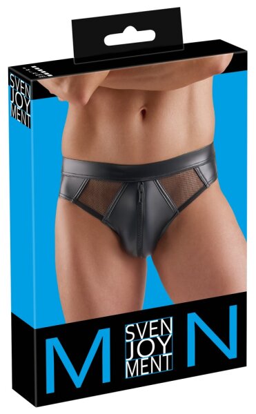 Svenjoyment Wetlook Briefs with Mesh Inserts Black XL