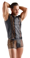 Svenjoyment Mesh Shirt with Wetlook and Zipper Black M