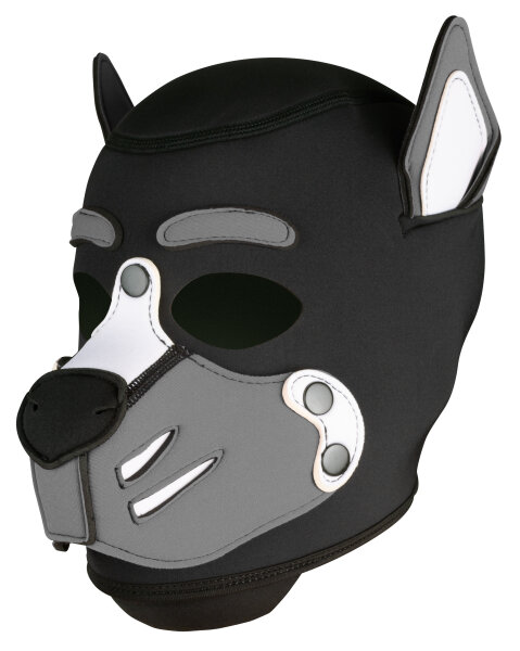 Kinky Puppy Husky Sturmhaube aus Neopren mit Schnauze und beweglichen Ohren