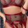 Cottelli Collection Bondage Suspender Set with Wrist Cuffs L Dark Red/Black 4-Piece