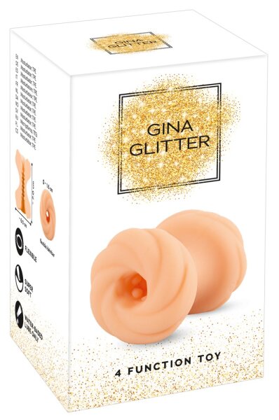 Gina Glitter 4 Function Toy Cock Ring and Masturbator Transparent 7 cm