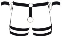 Svenjoyment Hip Harness with Ring and Wrist Cuffs Black 2XL/3XL