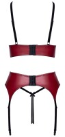 Cottelli Collection Ouvert Suspender Set Dark Red/Black S 3-Piece