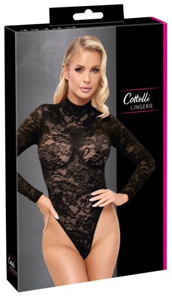 Cottelli Collection Spitzen Riobody mit Langarm M Schwarz