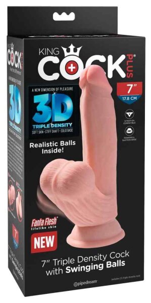 King Cock Triple Density Cock with Swinging Balls 18cm