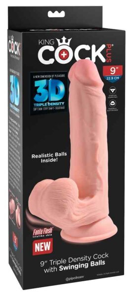 King Cock Triple Density Cock with Swinging Balls 23cm